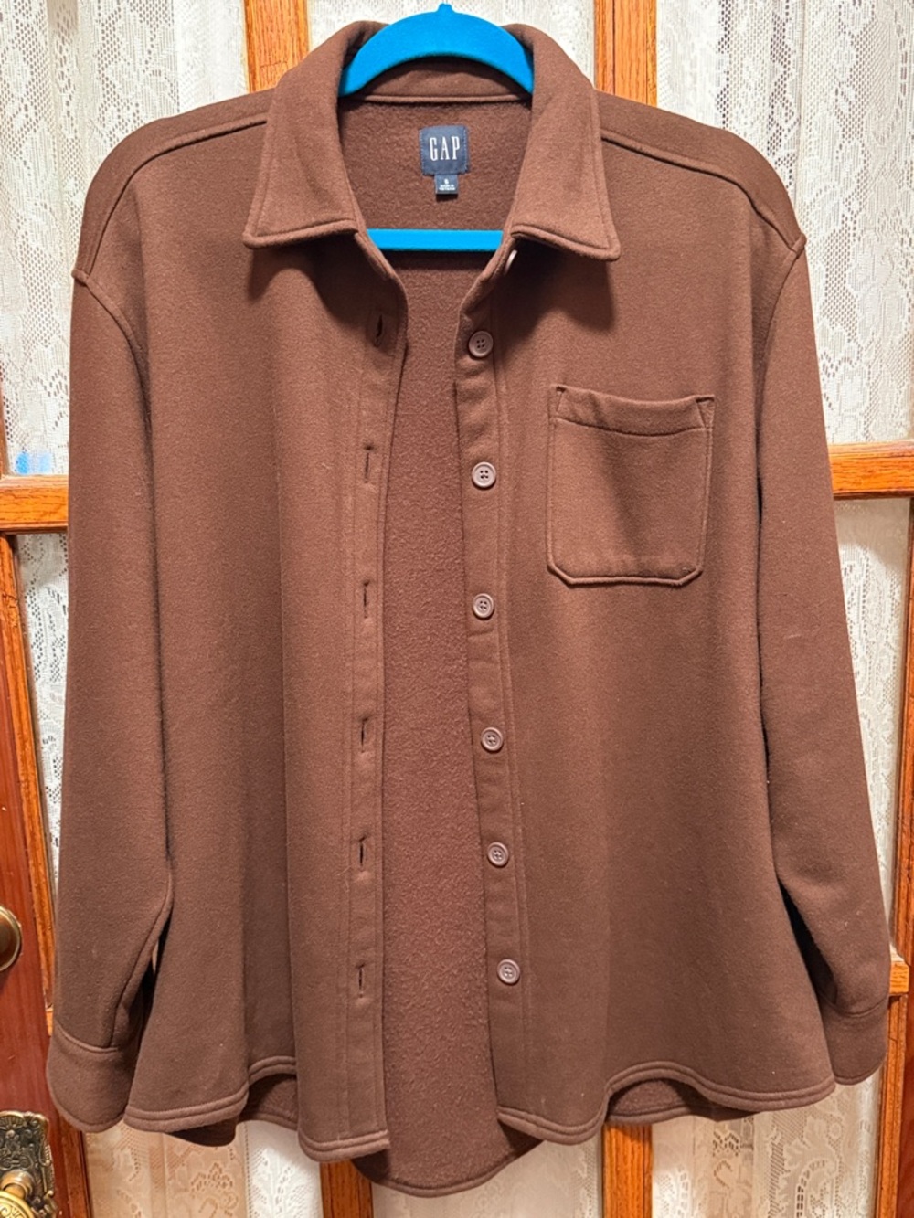 GAP Brown Button-Front Fleece Shirt Jacket